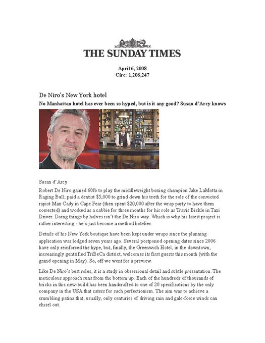 Greenwich Press 2008 04 Sunday Times Page 1